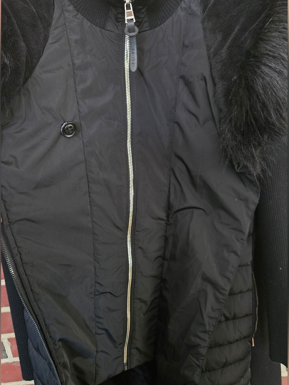Calvin Klein Performance Black Faux Fur Hooded Puffer Sweater Coat Jacket 1X - Picture 5 of 11